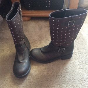 Dark gray studded boots